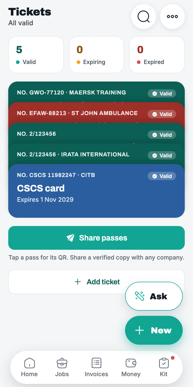 The ticket wallet in Cowstail